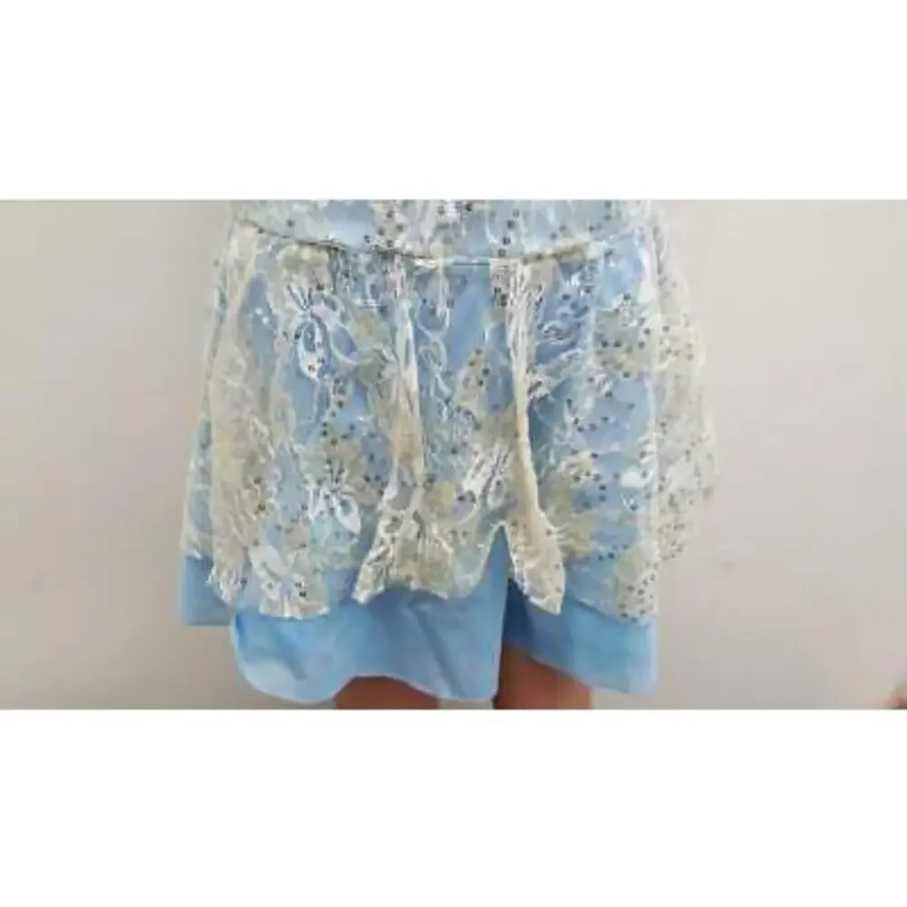 Pre-Owned Dance Costume Weissman 6008 Medium Child Blue Lyrical Sequin